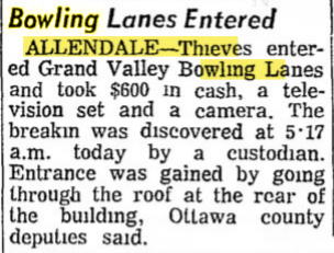 Grand Valley Lanes - March 1972 Robbery